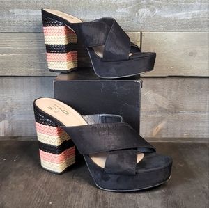 Mix No.6 Loghan Tri-Color Woven Heel Platform Sandal